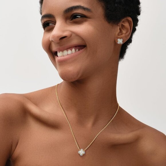 Women's 18k Gold Plated Full CZ Pendant Necklace Handmade Jewelry Everyday Wear - Picture 3 of 8